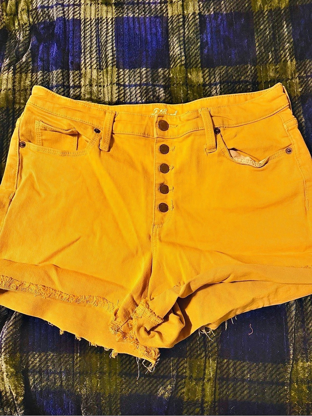 Universal Thread High-Rise Button Fly Cutoff Jean Shorts Jean Shorts Yellow